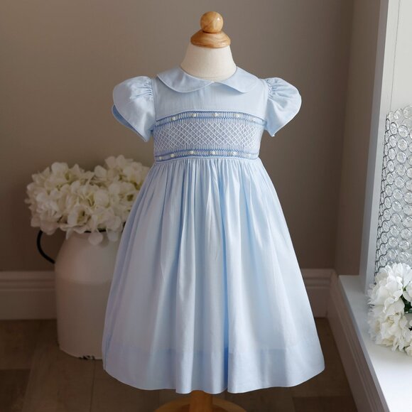 Strasburg Dress Blue Smocked Hand Embroidery 24 Month/2T - Picture 1 of 4